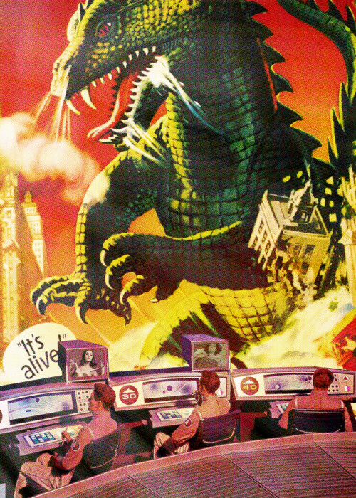 Monitering #print #vintage #poster #collage #godzilla