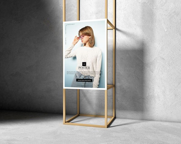 Wooden Frame Poster PSD Mockup for Free