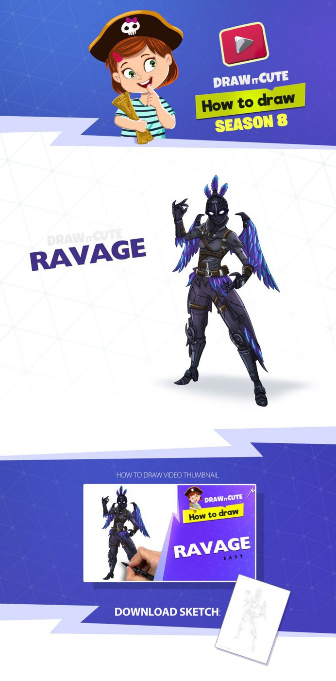 How to draw Ravage | Fortnite Season 7 tutorial