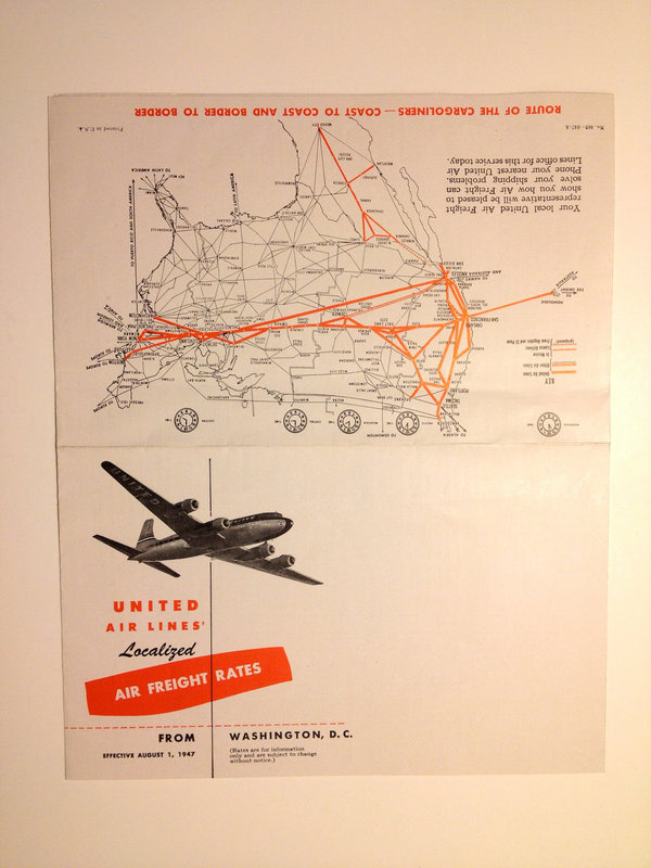 United Airlines Timetable Airplane Schedule 1940's #vintage #brochure