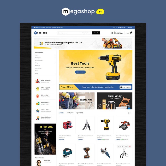 #MegaShop - #Shopify Multi-Purpose Responsive #Theme | #TemplateTrip #eCommerce #Website #Design