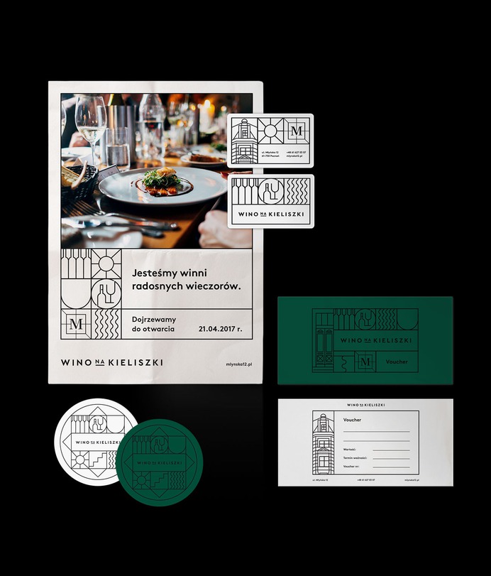 Wino na Kieliszki (eng. Wine per Glass) - Mindsparkle Mag Kommunikat Brand Design Studio (Natalia Żerko & Kuba Rutkowski) designed the branding for "Wino na Kieliszki" a self service wine tap-bar with 40 taps serving a wide selection of wines. It's located on Mlynska 12, a historical beautifully renovated building located near Poznan's Old Town. #logo #packaging #identity #branding #design #color #photography #graphic #design #gallery #blog #project #mindsparkle #mag #beautiful #portfolio #designer
