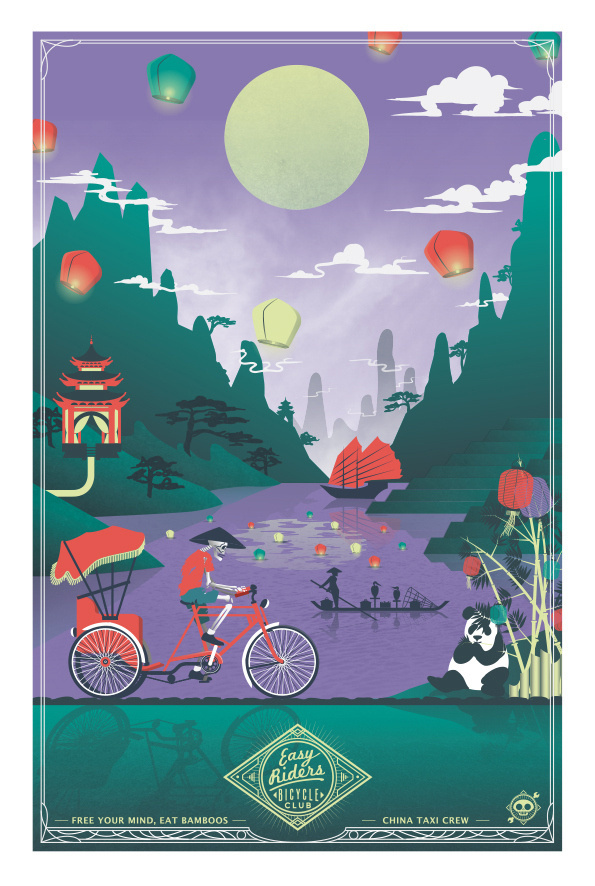 Bike travel illustration #around #world #design #travel #the #illustration #bike #art