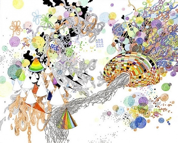 Jen Stark's Cosmic Drawings | Hi-Fructose Magazine #universe #drawings #stark #trippy #jen #neon