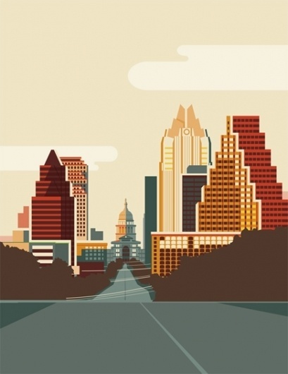 Austin_Poster.jpg (436×564) #austin #illustration #vector #street