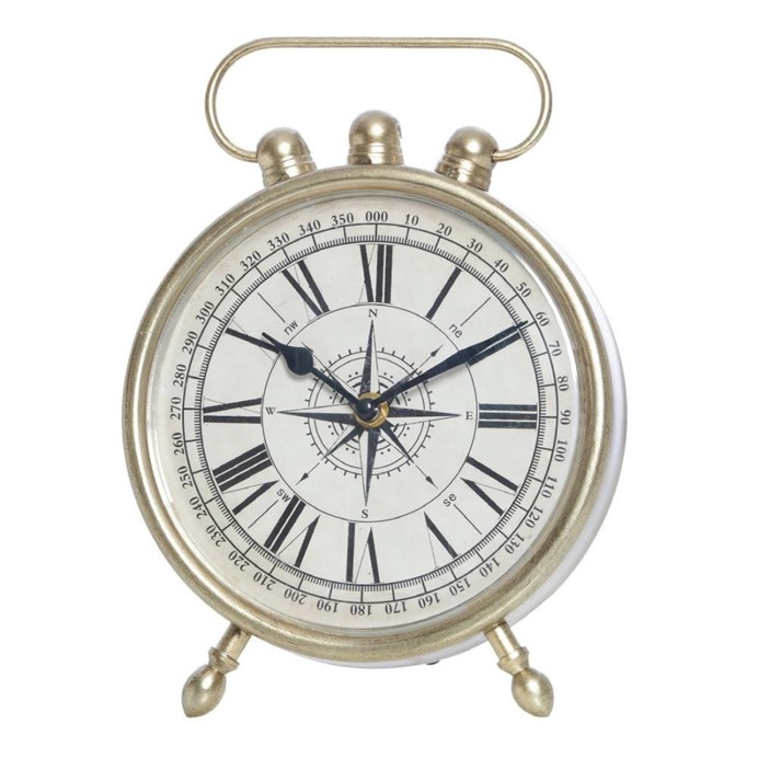 Witts Silver Metal Compass Table Clock