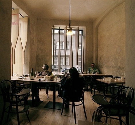 Dezeen » Blog Archive » Red Pif Restaurant and Wine Shop by Aulík Fišer Architekti #light #architecture #wine #bar
