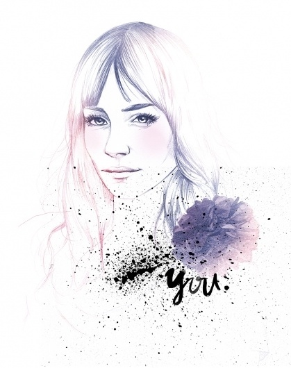 Lítill Blóm #sexy #hand #illustration #aquarell #drawn #fashion #drawing #female