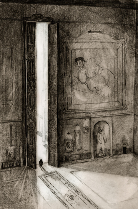 The Museum Joanne Young Illustration #gallery #height #museum #picture #exaggerated #exhibition #doors #illustration #painting #art