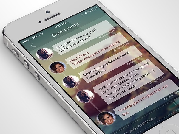 Chat UI idea #77: iPhone Chat App #dribbble #ux #ramotion #ios7 #design #application #ui #iphone #behance #app #int...