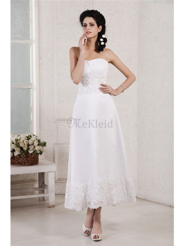 Ärmelloses a linie Mini Brautkleid mit Reißverschluss mit Applike