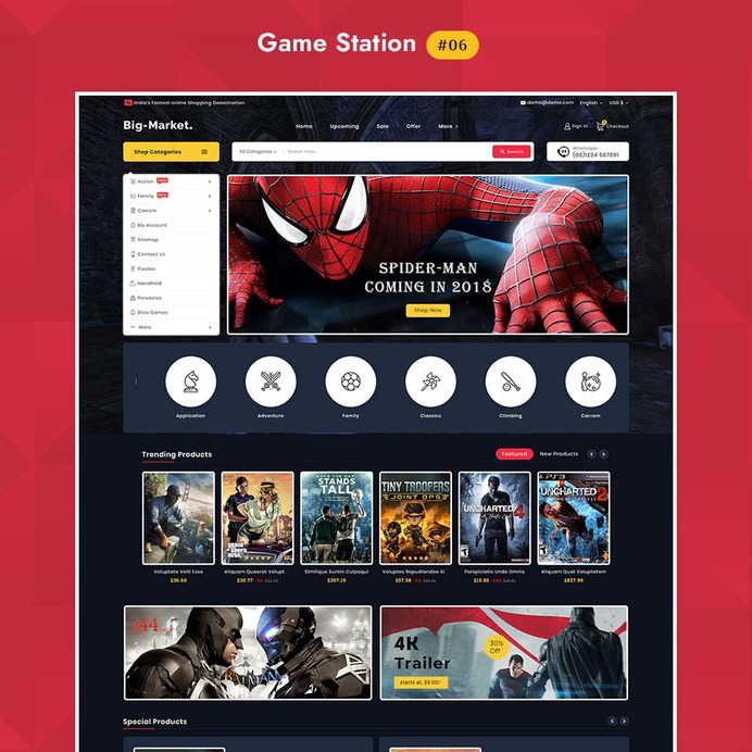 #Game #Equipment #BigMarket #Multipurpose #Mega Store - #Prestashop #Responsive #Theme | #TemplateTrip #eCommerce #Website #Design #Template