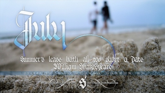 All sizes | July 2012 Calendar | Flickr - Photo Sharing! #2012 #calendar #gothic #july #sand #type #beach #textura #typography