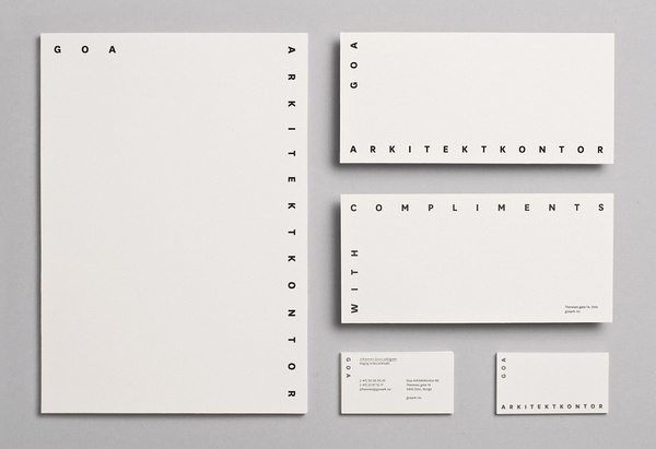 Logo and stationery with black foil detail designed by Heydays for Oslo based architecture studio Goa Arkitektkontor #logo #branding