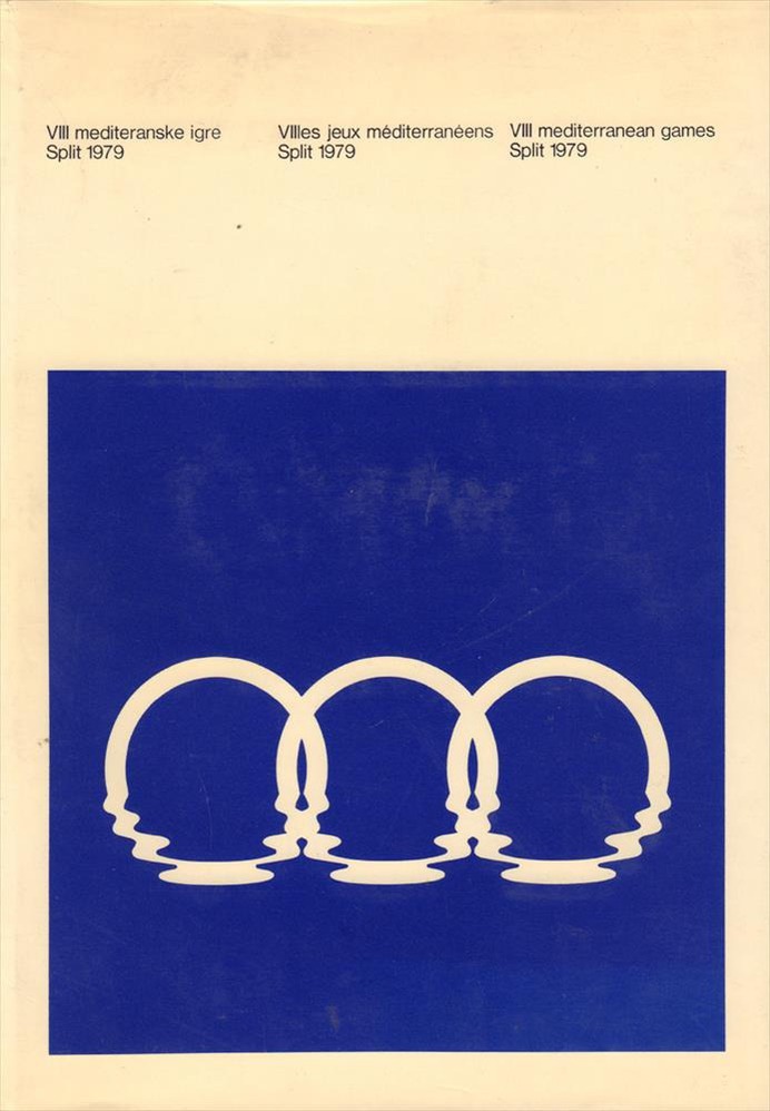 Design ephemera from the 1979 Mediterranean Games in Split. The logo, designed by Boris Ljubičić in 1976, features rings that represent the 3 continents of the Mediterranean.