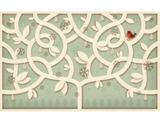 12 Days of Christmas | Jessica Hische #hische #tree #illustration #jessica #postcard #winter