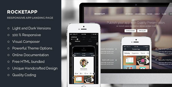 Rocket App - Mobile App Landing Page WordPress Theme