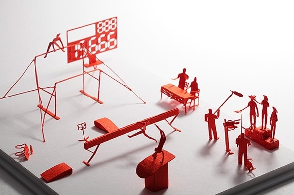 Terada Mokei: 1/100 Architectural Model Accessories Series, No. 21 Men's Gymnastics #red #mokei #terada #sports #architecture #art