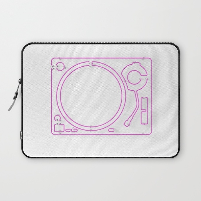 Neon Turntable #2 Laptop Sleeve at Søciety6 #turntable #technics1200 #neonsign #3dart #cinema4d #3drender #rickardarvius