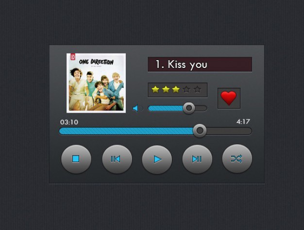 Music player with blue progress bar Free Psd. See more inspiration related to Music, Blue, Bar, Gray, Psd, Progress bar, Progress, Slider, Player, Rating and Horizontal on Freepik.