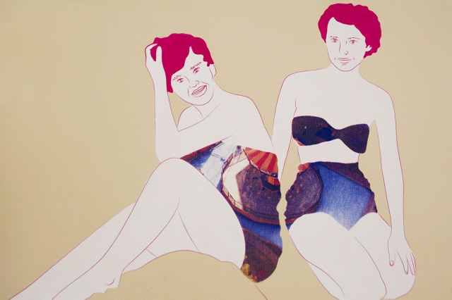 girls - meganprycedesigns.com #ocean #silkscreen #printmaking #print #screenprint #collage #screen #silk #cmyk #beach #waves