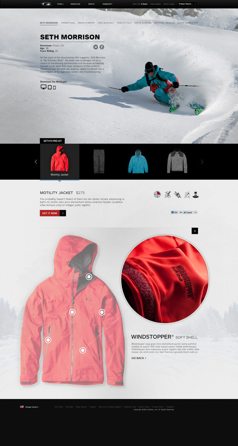 Oakley Pro Rider Series #flat #minimal #minisite #web #typography