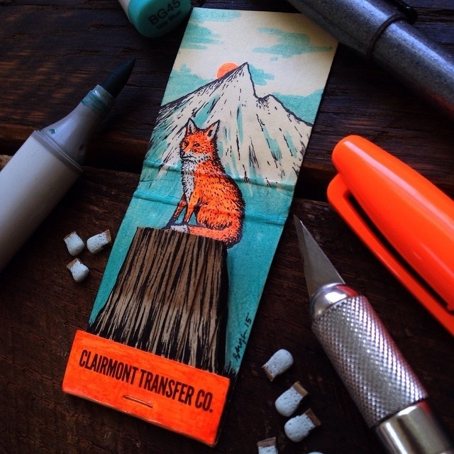 Steelbison illustration, fox, matchbook