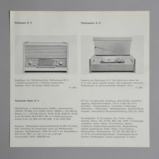 Braun G 11 / G 12 pamphlet 1956 via www.dasprogramm.org