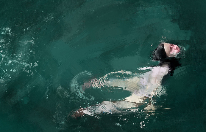 swimming, diving, art, fine art