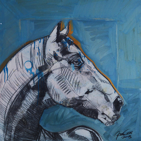 Silver Horse I #acrylic #drawings #horse #charcoal #art