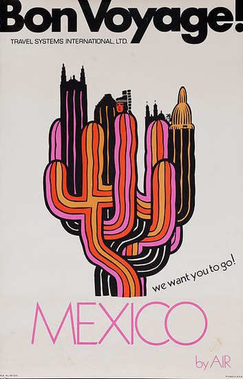 Bon Voyage Travel Poster Mexico ca 1970s