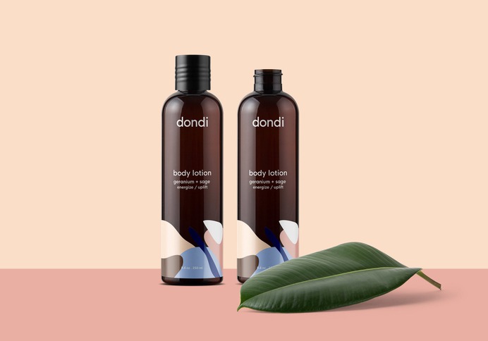 Dondi - Mindsparkle Mag Dondi's playful and relaxing abstract design created by Merril Cledera was inspired by natural settings; the cool color palette, derived from the beach and ocean, is representative of the organic ingredients. #logo #packaging #identity #branding #design #color #photography #graphic #design #gallery #blog #project #mindsparkle #mag #beautiful #portfolio #designer