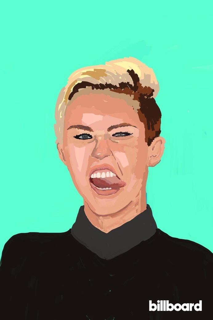"Miley Cyrus 2.0," Billboard Magazine #color #design #illustration #portrait #painting #art #music #editorial #magazine #miley