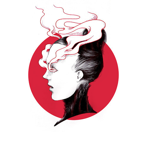 Feathers. #ink #red #draw #black #feathers #death
