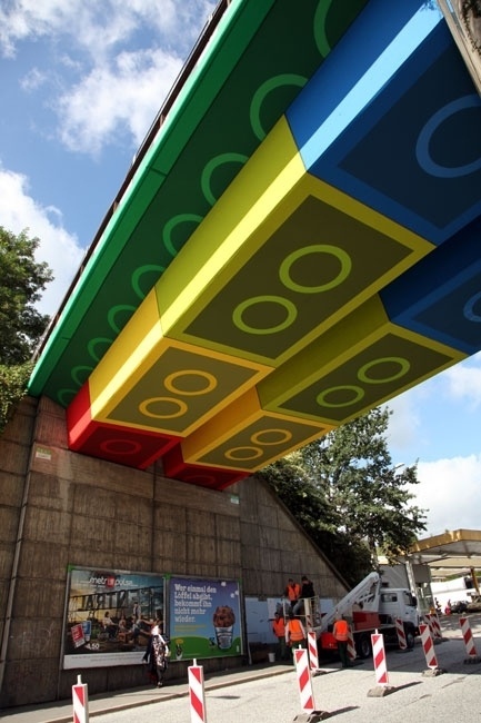 Street Artist 'Megx' Creates Giant Lego Bridge in Germany | Colossal #lego #germany #art #street #bridge