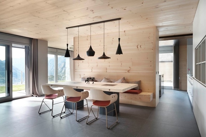 Retro house with wooden interior