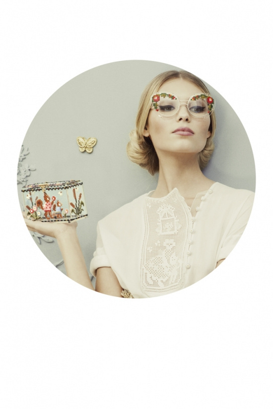 Ulyana Sergeenko HC S'13 look book #glasses #bag #accesories #embroidery