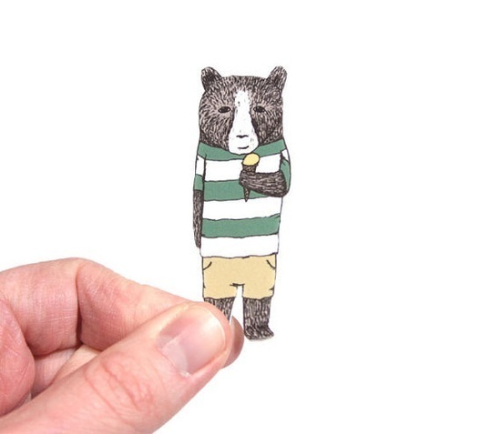from: http://www.etsy.com/shop/hellosmallworld #small #world #illustration #etsy #hello #brooch #bear