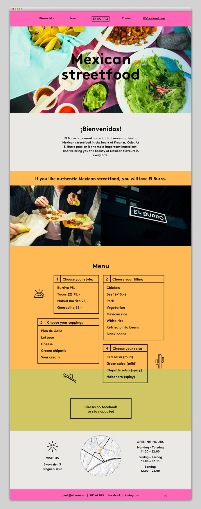 menu, streetfood, design, website, bright