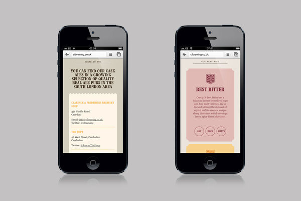 Screenshots of the Clarence & Fredericks website on mobile devices #branding #guide #alcohol #website #bitters