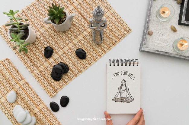 Peaceful meditation composition Free Psd. See more inspiration related to Mockup, Spa, Health, Cute, Yoga, Mock up, Plant, Decoration, Drawing, Cactus, Bamboo, Healthy, Decorative, Peace, Buddha, Mind, Balance, Relax, Pot, Meditation, Notepad, Wellness, Healthy lifestyle, Candles, Lifestyle, Up, Tablecloth, Stones, Relaxation, Composition, Mock, Peaceful and Inner on Freepik.