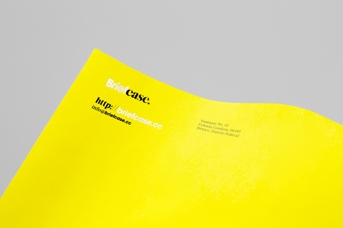 Briefcase branding by anagrama moterey mexico mindsparkle mag business card corporate design stationery minimal yellow geometry black tape l