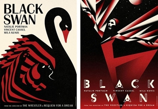 Fonts In Use – Black Swan Movie Posters #swan #black #brittanic #illustration #bat #poster #acier #typography