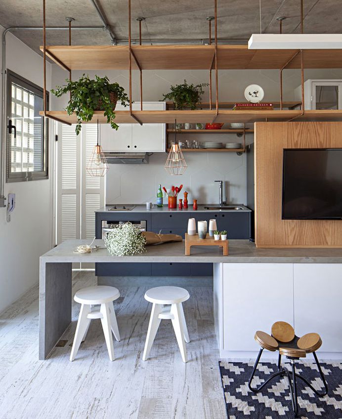 Studio Apartment Divided up with Wooden Screens - InteriorZine