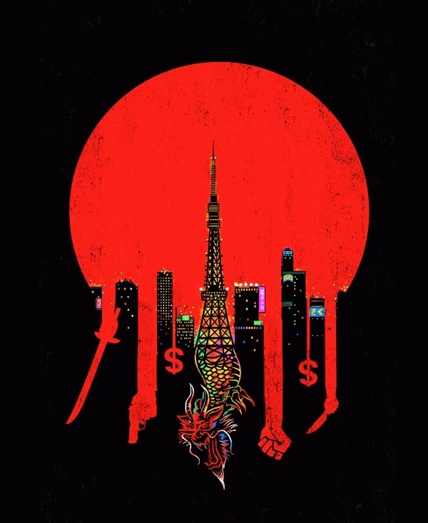 ce9c70fe270fb752a69731b5e8ec8c09.gif (GIF Image, 600 × 733 pixels) #paris #dragon #skyscrapers #red #circle #money #crime