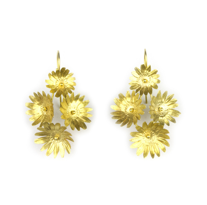 Image of Fiori Earrings-4-Vermeil #the #golden #smith #gold #flowers #floral #jewelry #earrings #sculpture