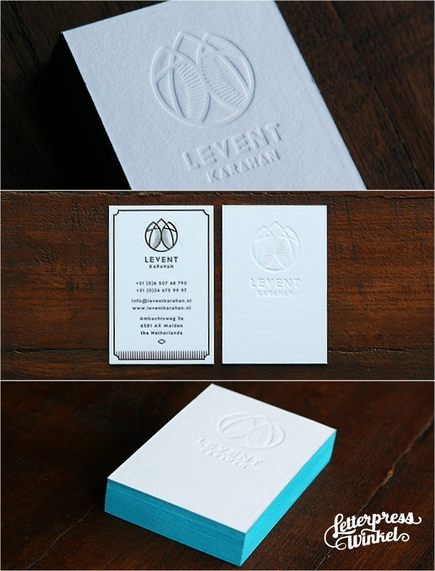 Blind letterpress Business card with edge color by Letterpress Winkel