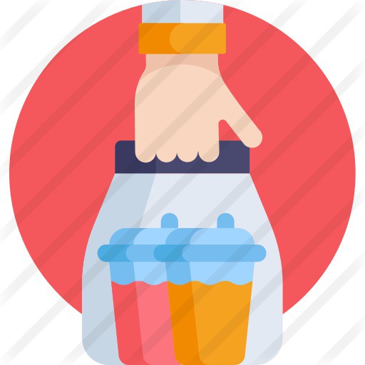 See more icon inspiration related to shipping and delivery, food and restaurant, take away, refreshment, shopping bag, beverage, juice, hand, commerce, drinks and bag on Flaticon.