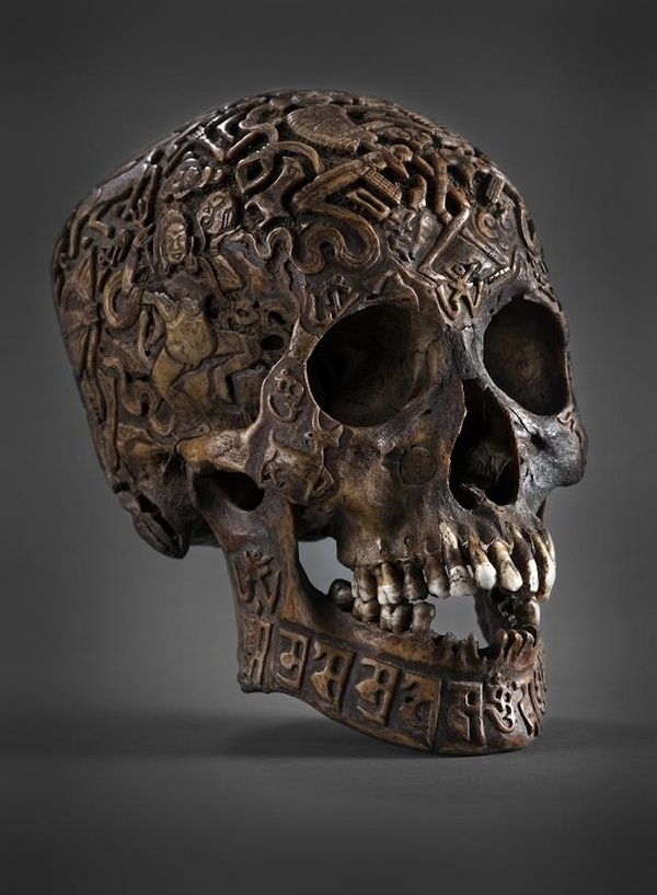 Tibetan Skull Art #skull #engraved