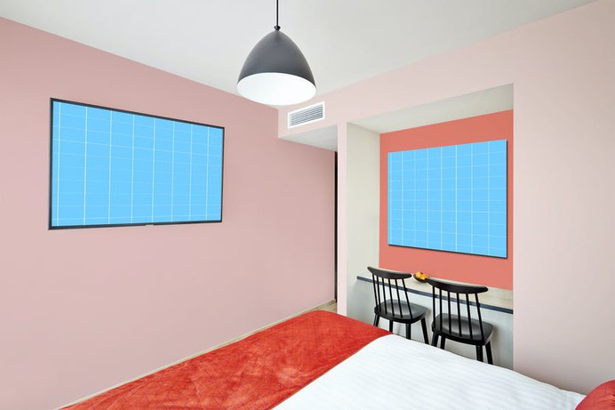 Hotel Room Branding Mockup PSD